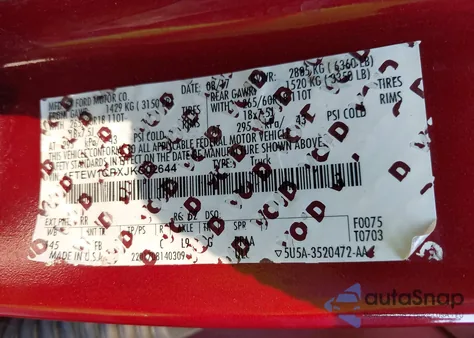 2018 Ford F-150 Xlt из США, поврежденный, VIN 1FTEW1CPXJKC02644